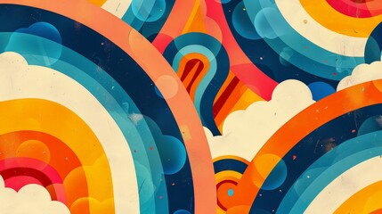 Fototapete - A vibrant abstract background featuring clouds and rainbows in various colors