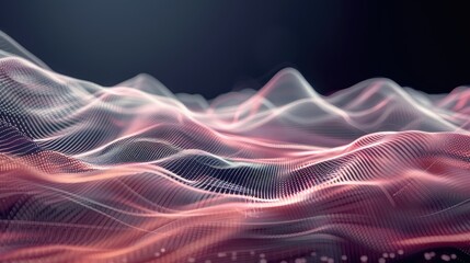 Wall Mural - Abstract wireframe sound waves, with futuristic technology backgrounds