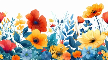 Sticker - Various vibrant flowers including roses, daisies, and tulips arranged on a clean white background