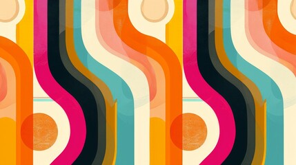 Leinwandbilder - A vibrant abstract pattern featuring a variety of colors and wavy lines creating a dynamic and visually stimulating design
