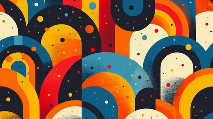 Poster - A multicolored abstract design featuring various sizes of circles and dots arranged in a pattern