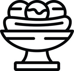 Poster - Banana split ice cream sundae icon outline vector. Flavored dessert. Gourmet sweet dairy food