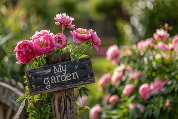 Poster - Wooden Sign With My Garden Inscription