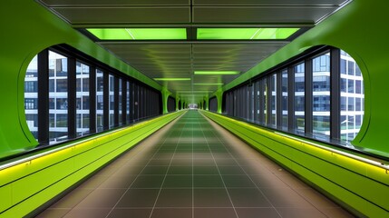 Aufkleber - Hallway With Many Windows and Green Walls