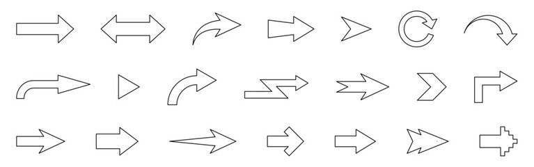 Poster - arrow direction line vector set