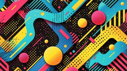 Fototapete - Vibrant Abstract Background With Various Shapes and Colors