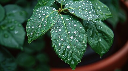 Poster - Plant With Water Droplets Close Up