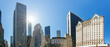 big skyline New York City panorama. 5 Av. Street.