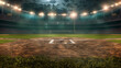 © Guru - Space Copy Stadium Outdoor Field Baseball sport plate mound softball crowd fan spotlight illuminated game match arena grass dirt clay competition background turf league no people bright
