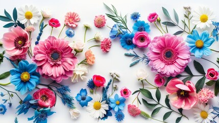 Poster - Assorted Flowers in frame  on White Surface