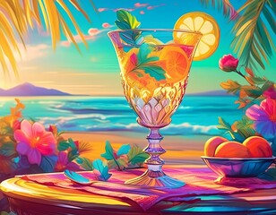 Wall Mural - drink on the beach