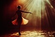silhouette of a dancer on an illuminated stage backdrop. generative ai