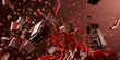 Wine red splash Chocolate Elements Descending Realistically Closeup backdrop chocolaty background 3d rendering