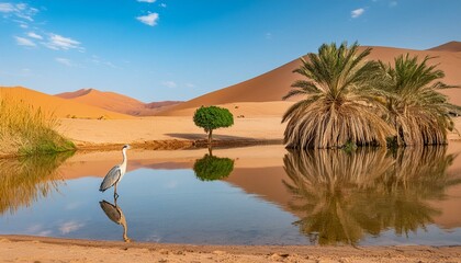 Poster - Desert Haven: Heron by Sparse Oasis