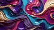 Colorful vibrant artistic textured acrylic art with elegant curvy swirl waves background