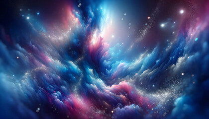 Poster - A swirling cosmic nebula with stars, illustrating a space concept on a dark background. Creative image representing the universe. Generative AI