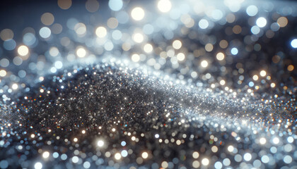Poster - Sparkling texture with twinkling lights on a blurred bokeh background, embodying a festive concept. Generative AI