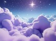 3d rendered clouds and stars background purple and blue tones