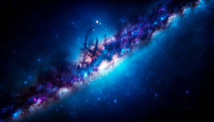 Poster - A vibrant portrayal of a cosmic galaxy, its rich hues on a dark space background illustrate a concept of the universe. Generative AI
