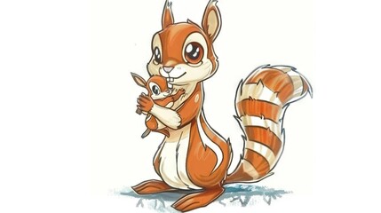 Wall Mural -   Squirrel carrying squirrel on back, paws on chest