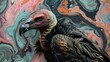 Turkey vulture artistic marble effect by AI