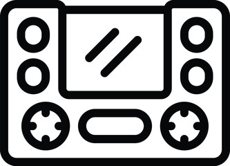 Poster - Gamepad with screen icon outline vector. Game accessory. Videogame controller technology