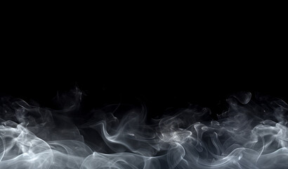 Poster - Swirling smoke patterns on a dark background, suitable for modern design backgrounds or branding presentations. Generative AI