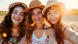 © john - Three cheerful girls friends in summer clothes