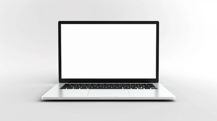 Poster - A laptop with a blank screen on a white background, ideal for a modern branding mockup. Generative AI