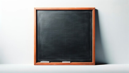 Poster - An empty blackboard with a wooden frame on a white background, ideal for a display or presentation concept. Generative AI