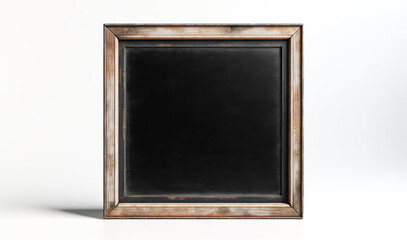 Poster - An empty blackboard in a wooden frame isolated on a white background, ideal for a design mockup. Generative AI