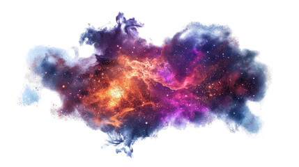 Amazing outer space. Colorful nebula with stars in isolated on transparent background