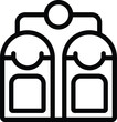 Waste bins icon outline vector. Rubbish separation dustbin. Garbage management strategy
