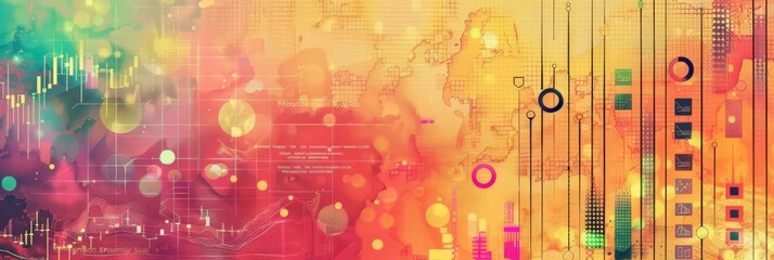 Aufkleber - Abstract financial concept with colorful data visualization. Suitable for market analysis content
