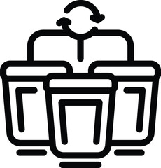 Poster - Waste segregation containers icon outline vector. Trash sorting bins. Ecological pollution measure