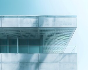 Poster - Close up of Sleek Modern Building Facade with Geometric Glass Paneling and Architectural Textures