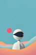 robotic character in a colorful futuristic landscape