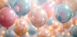 A soft-focus background of pastel balloons, their surfaces reflecting a dreamy, golden hour light, creating a backdrop filled with hope, dreams, and celebration. 32k, full ultra hd, high resolution