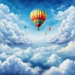 Balloon in the clouds. Place for text.
