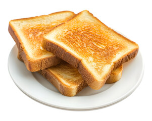 Toast in plate on transparent background