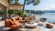 super luxury resort in south of France with beautiful furniture on a deck 