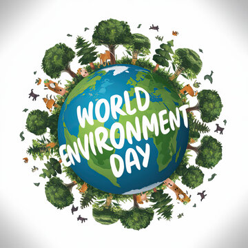 World Environment Day Poster. Post, Banner, Vector. Design. Happy, global earth and green tree, world environment day, vector. illustration, design. World, Environment, Day, Environmental protection 
