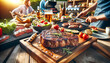 Sumptuous Grilled Steak at a Lively Summer Grilling Party