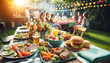 Intimate View of Summer Grilling Party with Detailed Table Setting