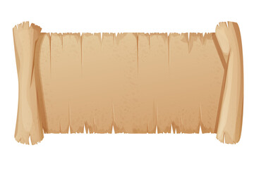 Wall Mural - old parchment paper scrolls, page, aged sheet surface, map, book blank isolated in white backgrund. 