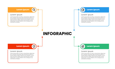 Wall Mural - Business infographic template. Infographic element design with 4 steps, options and sections. Vector illustration