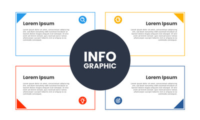 Fototapete - Business infographic template. Infographic element design with 4 steps, options and sections. Vector illustration