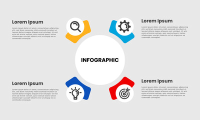 Fototapete - Business infographic template. Infographic element design with 4 steps, options and sections. Vector illustration