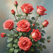 Illusration of red roses on pastel background