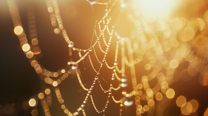 dew drops on a web